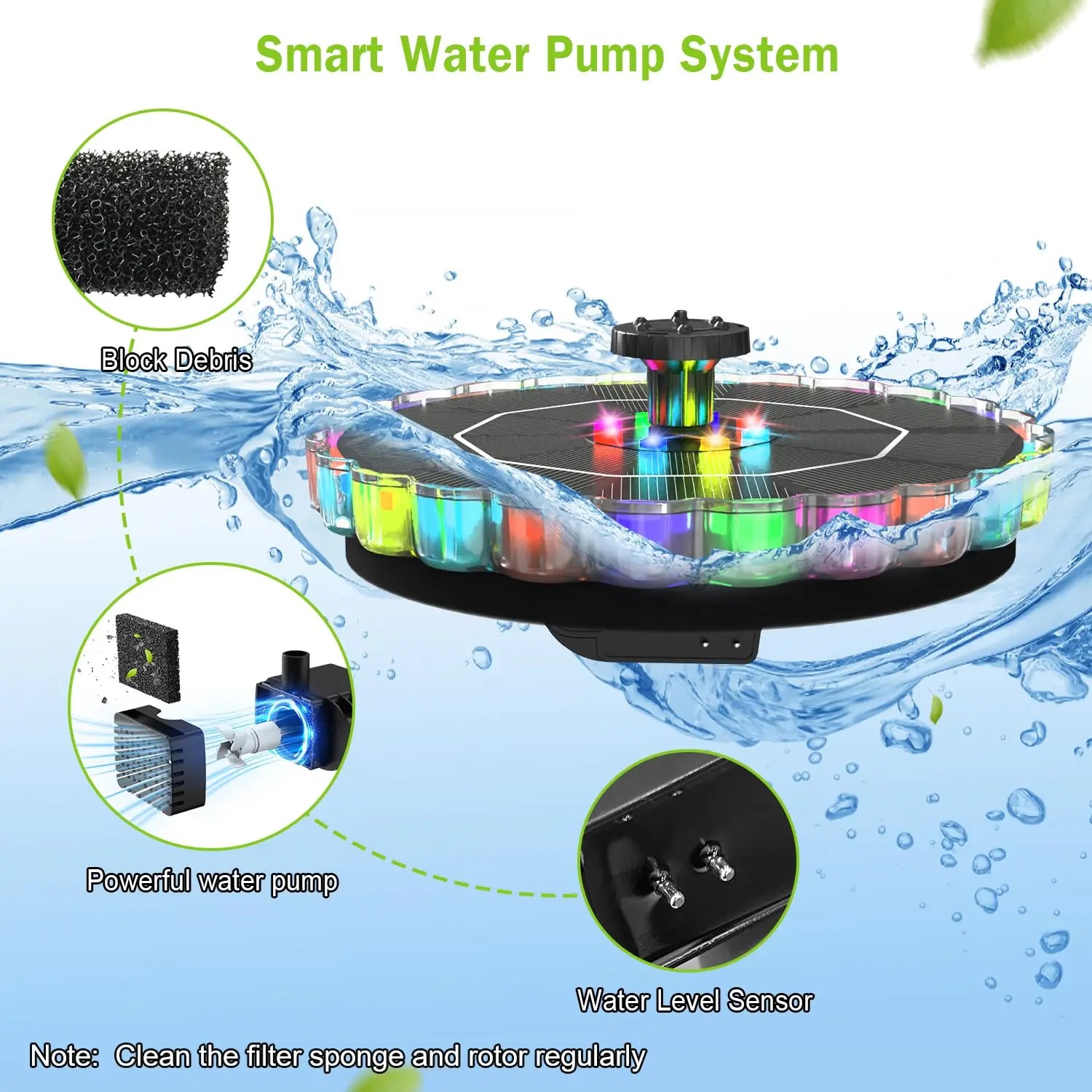 Solar Water Fountain Solar Pow - Floating Solar Fountain Water Pump review and price